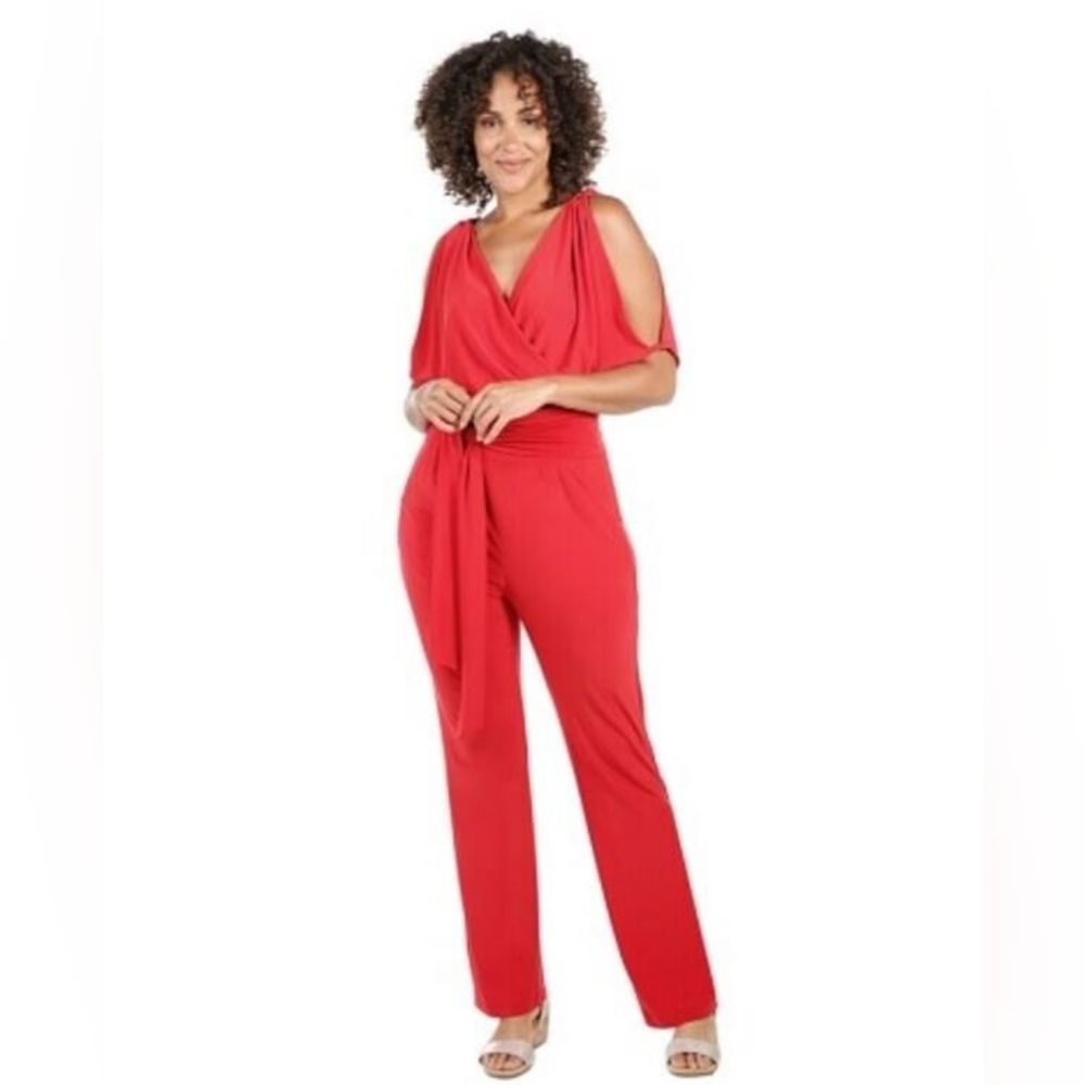 👍Host Pick!  Vanessa Williams Cold Shoulder Jumpsuit with Sash size 3X  NWT